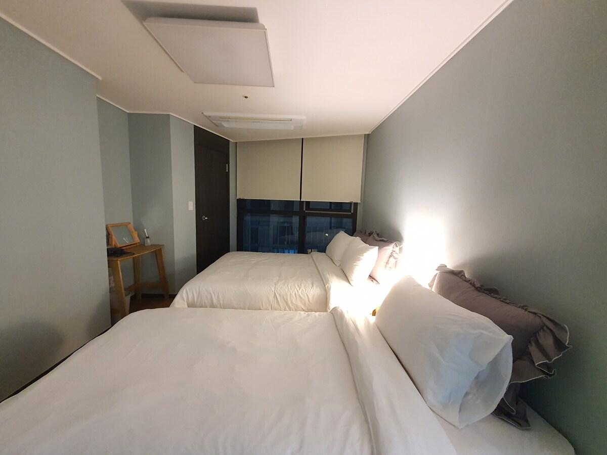 해운대구의 아파트먼트 (66m², 침실 2개, 프라이빗 욕실 1개) (Ocean suite #넷플릭스#멋진해운대오션비치뷰#벡스코#더베이101#햇살좋은방1거실1)