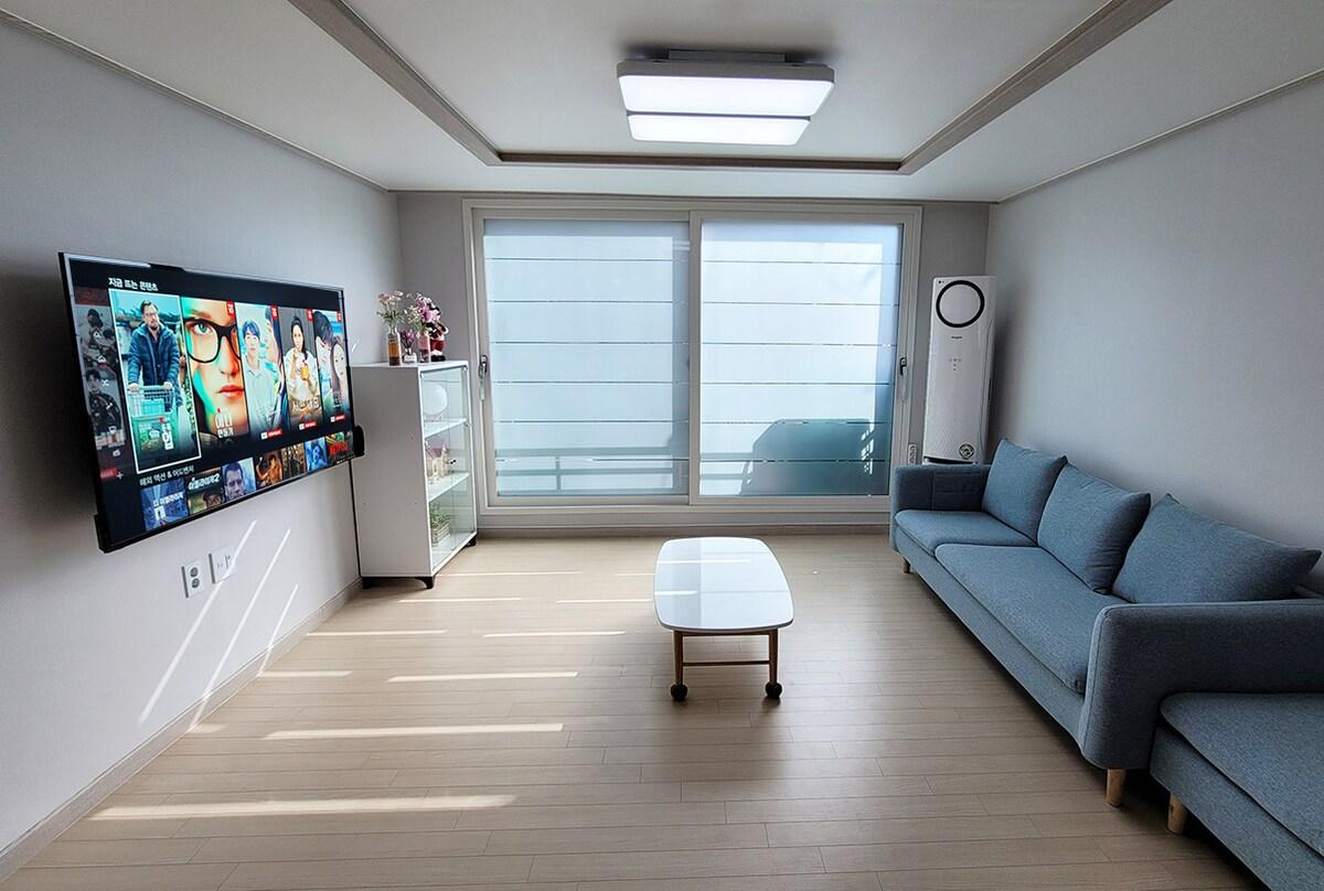 신평면의 빌라 (82m², 침실 3개, 프라이빗 욕실 2개) (C 【당진 삽교호 4~6인용 대형숙소】 무료주차 / 커피머신 / 넷플릭스 / 놀이동산)